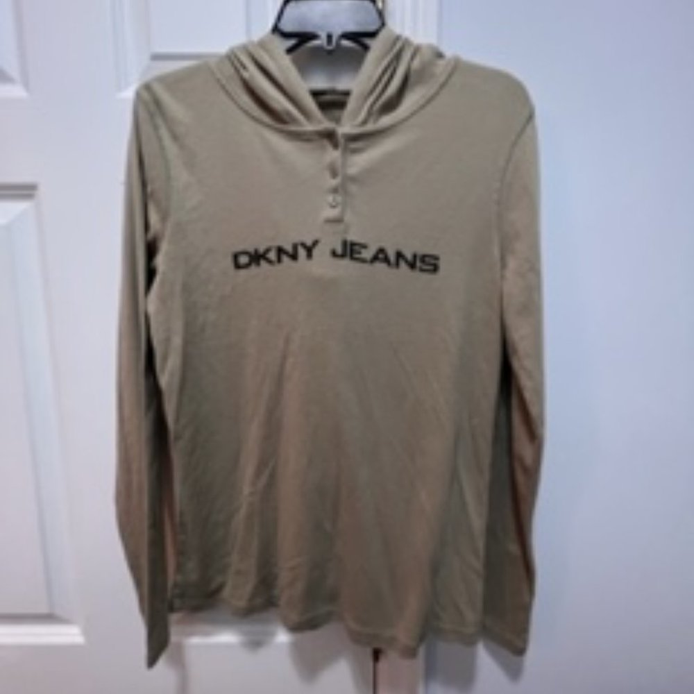 DKNY jeans sage green medium hoodie long sleeve tee top